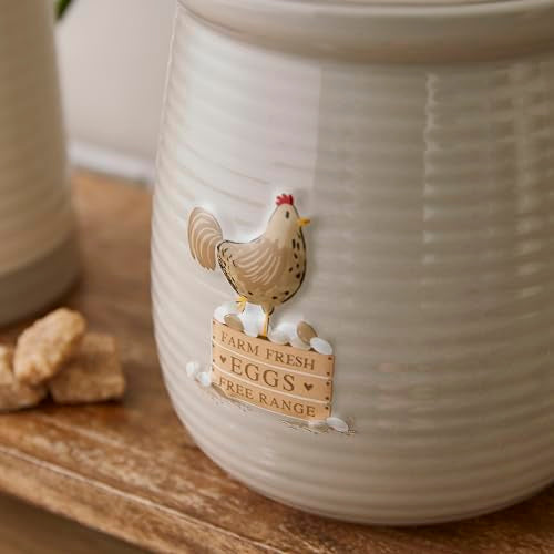 Cooksmart Hen House Lane - Barattolo in ceramica da cucina dal design britannico, stile rustico di campagna, accessorio da cucina durevole ed elegante, lavabile solo a mano Cooksmart Hen House Lane - Barattolo in ceramica da cucina dal design britannico, stile rustico di campagna, accessorio da cucina durevole ed elegante, lavabile solo a mano