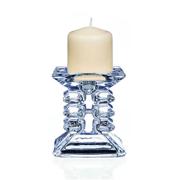 Newgrange Ziggy pillar candleholder with ivory pillar candle.