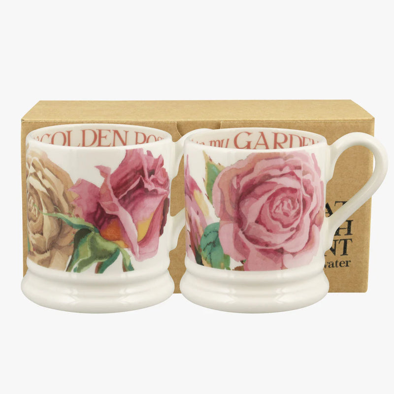 Emma Bridgewater Roses All My Life Set of 2 1/2 Pint Mugs Boxed