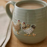Cooksmart Hen House Lane Belly Mug Happy Family - Sage