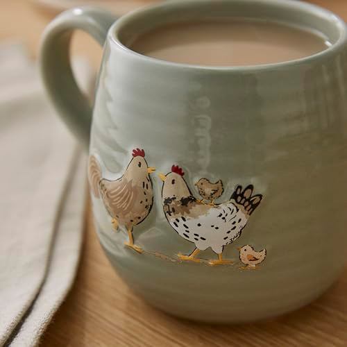 Cooksmart Hen House Lane Belly Mug Happy Family - Sage