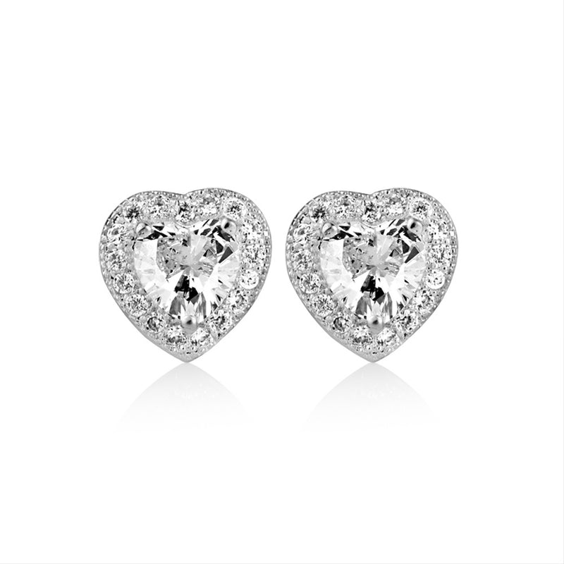 Newbridge silverware clear stone heart earrings ER1240