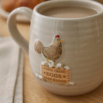 Cooksmart Hen House Lane Belly Mug Farm Fresh Eggs - Beige