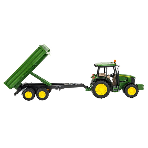 BRUDER JOHN DEERE 5115M WITH TIPPING TRAILER