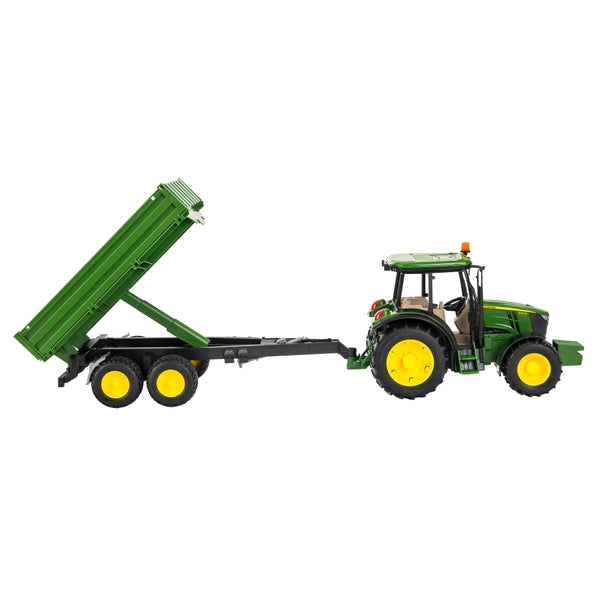 BRUDER JOHN DEERE 5115M WITH TIPPING TRAILER