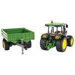BRUDER JOHN DEERE 5115M WITH TIPPING TRAILER