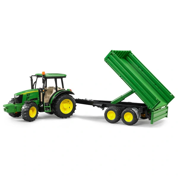 BRUDER JOHN DEERE 5115M WITH TIPPING TRAILER