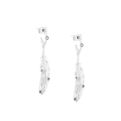 Tipperary Crystal Feather Boho Drop Mini Hoop Violet 158757