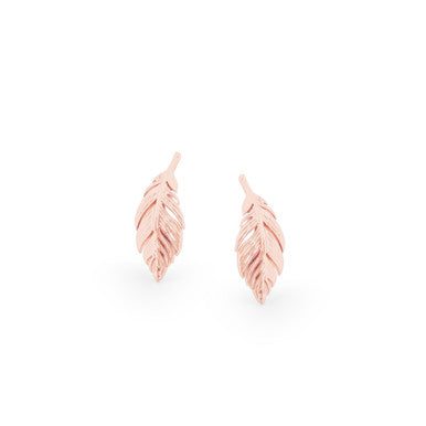 Tipperary Crystal Feather Mini Stud Earrings Rose Gold 158795