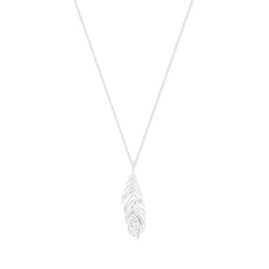 Tipperary Crystal Feather Pendant Inset with CZ Silver 158924