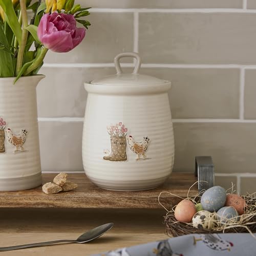Cooksmart Hen House Lane Canister Wellies & Hens