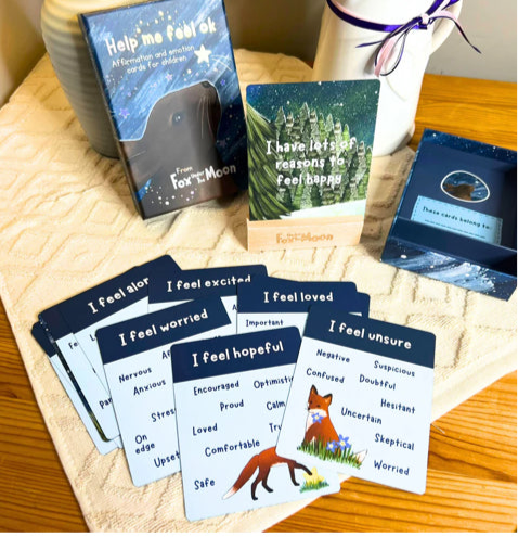 Fox Under The Moon Help Me Feel Ok... Affirmation Cards