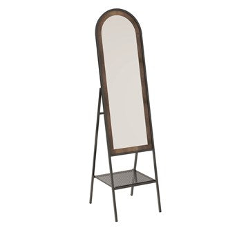 Straits Black Framework Arch Mirror with Shelf 40x150cm
