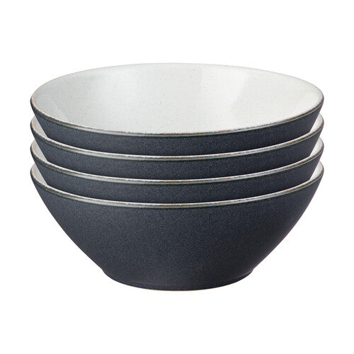 DENBY IMPRESSION CHARCOAL SET OF 4 CEREAL BOWLS