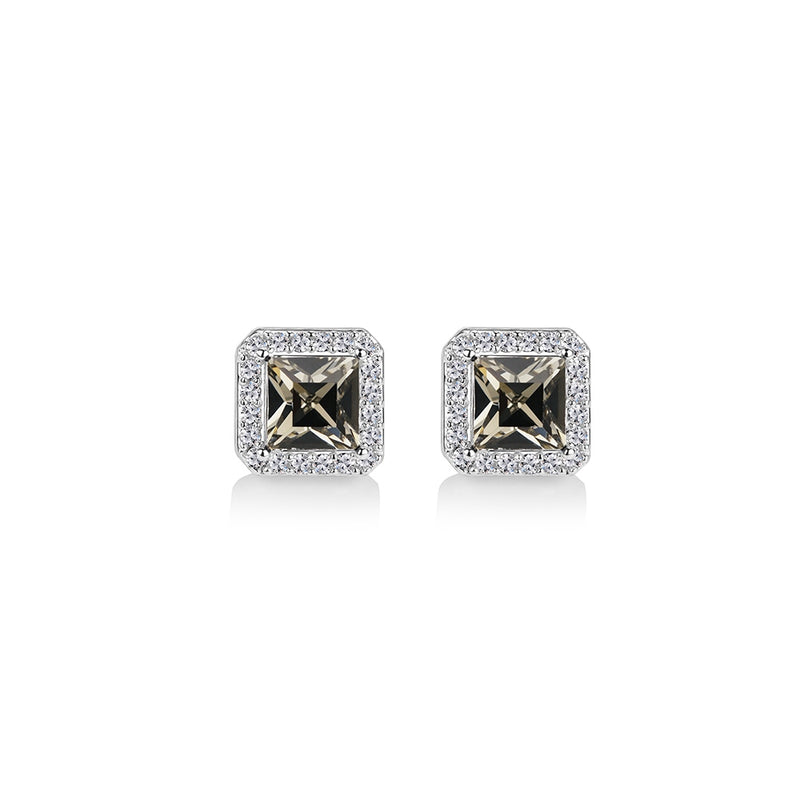 NEWBRIDGE ER2713 SQUARE EARRINGS CLEAR AND BLACK STONES