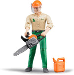 BRUDER FORESTRY WORKER WITH ACCESSORIES