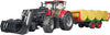BRUDER CASE IH OPTIM with FRONTLOADER, TRAILER & 8 BALES