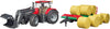 BRUDER CASE IH OPTIM with FRONTLOADER, TRAILER & 8 BALES