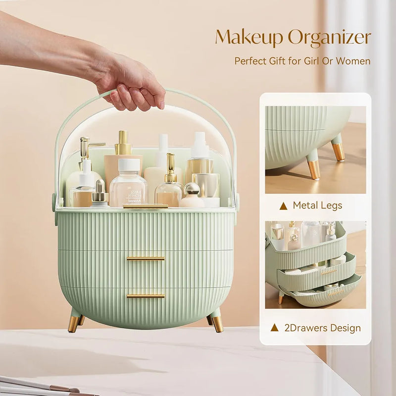 Tara Makeup Organiser/Cosmetics Storage Box             2 Drawer Duck Egg