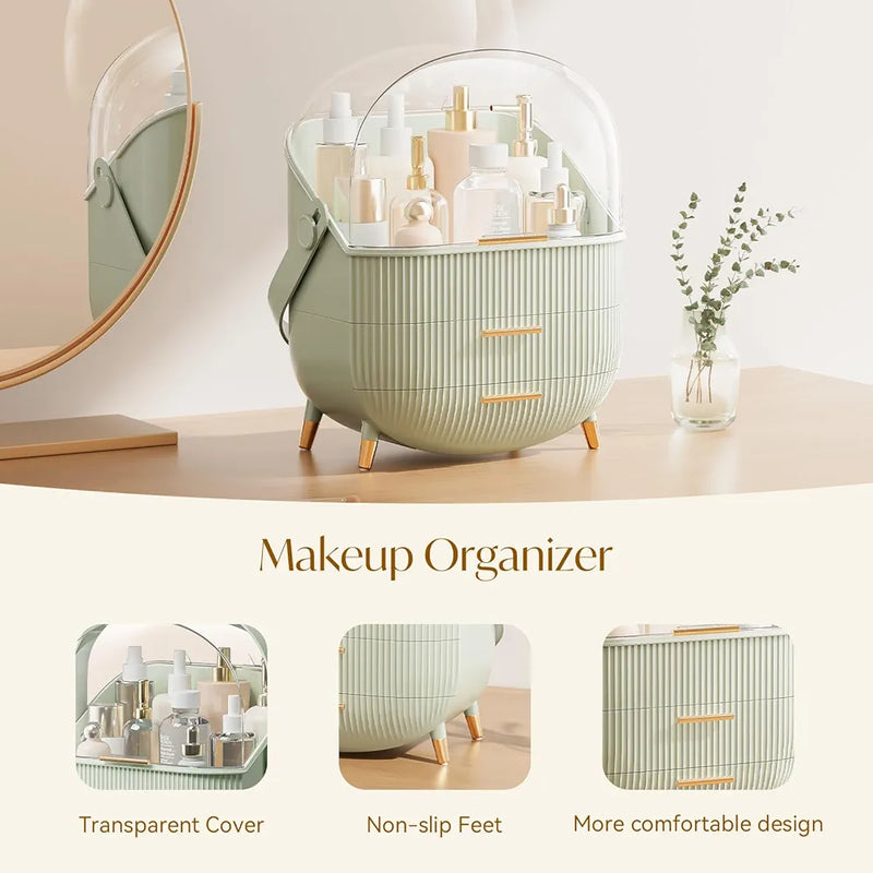 Tara Makeup Organiser/Cosmetics Storage Box             2 Drawer Duck Egg