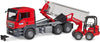 BRUDER MAN TGS TRUCK W/ROLL-OFF-CONTAINER & SCHAFFER COMPACT LOADER
