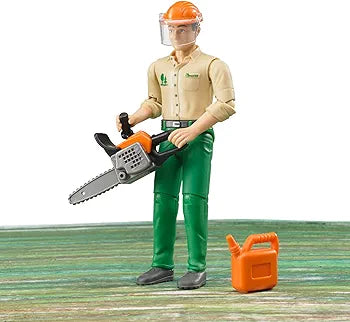 BRUDER FORESTRY WORKER WITH ACCESSORIES