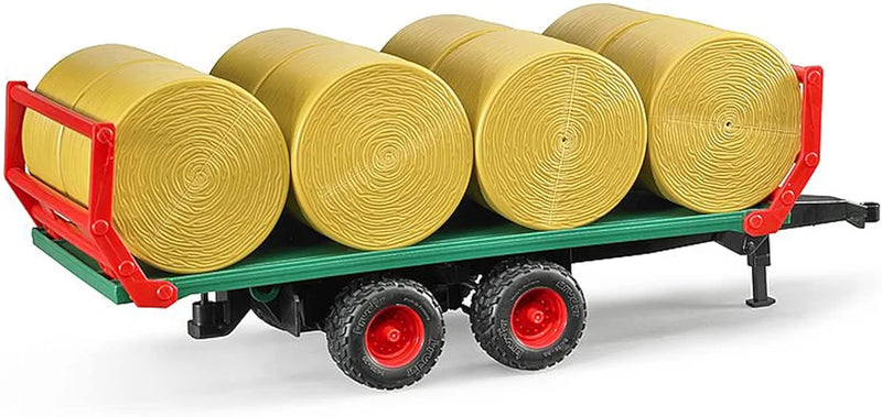 BRUDER BALE TRAILER WITH 8 ROUND BALES