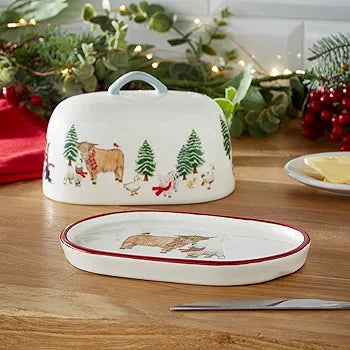 COOKSMART CHRISTMAS ON THE FARM - CERAMIC BUTTER DISH