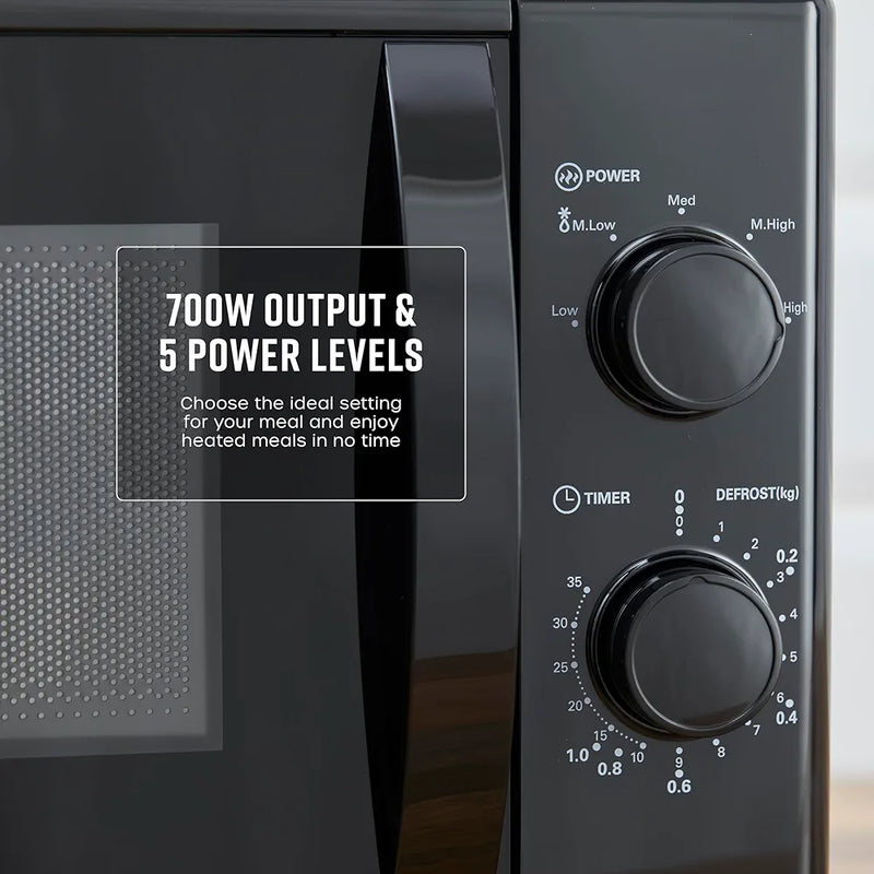 Swan 20lt 700W Manual  Microwave Black