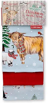 CS CHRISTMAS ON THE FARM - 3 PACK TEA TOWELS
