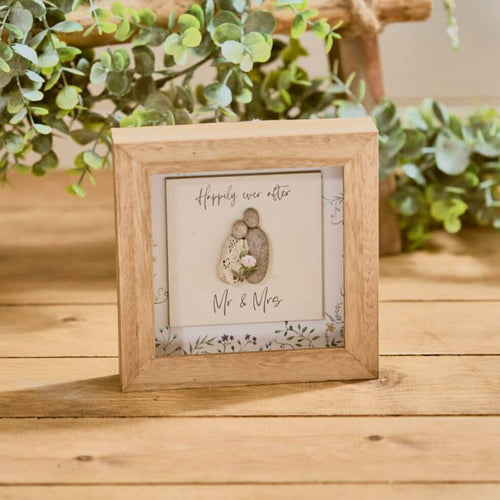 RL HAPPILY EVER AFTER RESIN COUPLE WITH WOOD FRAMED SHADOW BOX
