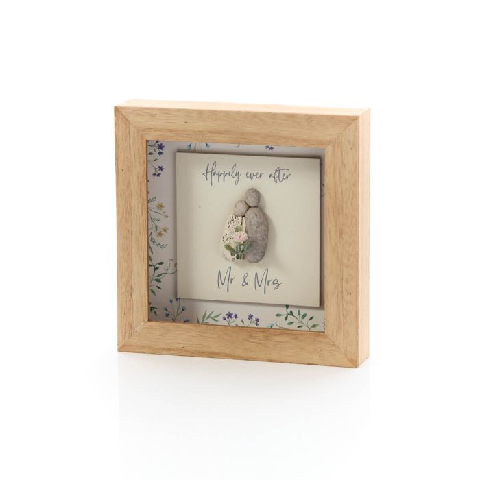 RL HAPPILY EVER AFTER RESIN COUPLE WITH WOOD FRAMED SHADOW BOX