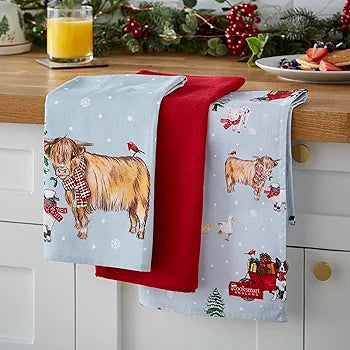 CS CHRISTMAS ON THE FARM - 3 PACK TEA TOWELS