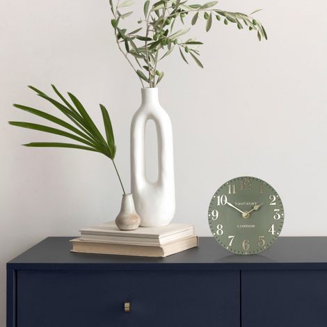 Thomas Kent 6" Arabic Mantel Clock Lichen Green