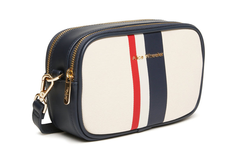 Alice Wheeler AW6120 Navy Stripe Madrid Camera Crossbody Bag