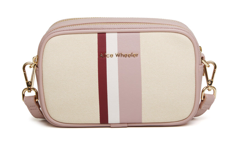 Alice Wheeler AW6122 Pink Stripe Madrid Camera Crossbody Bag