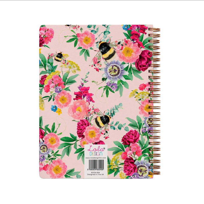 Lola Designs -WIRO BOUND PINK BEE ORGANISER / NOTEBOOK
