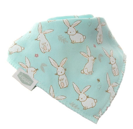 Ziggle Bunnies on Mint Bib
