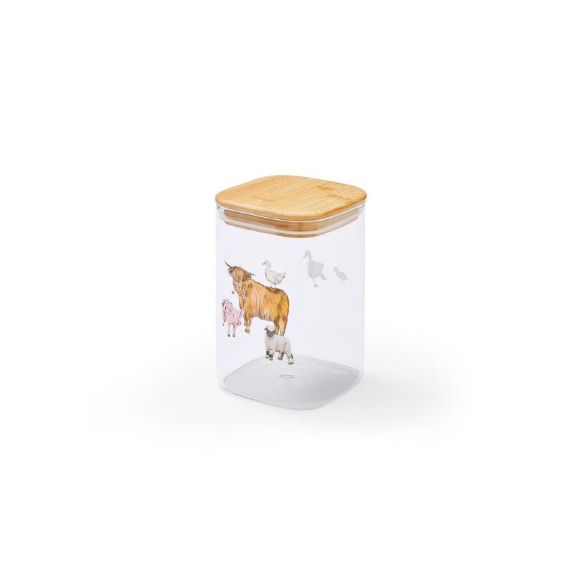 Cooksmart Buttercup Farm 1 lt glass jar push bamboo lid