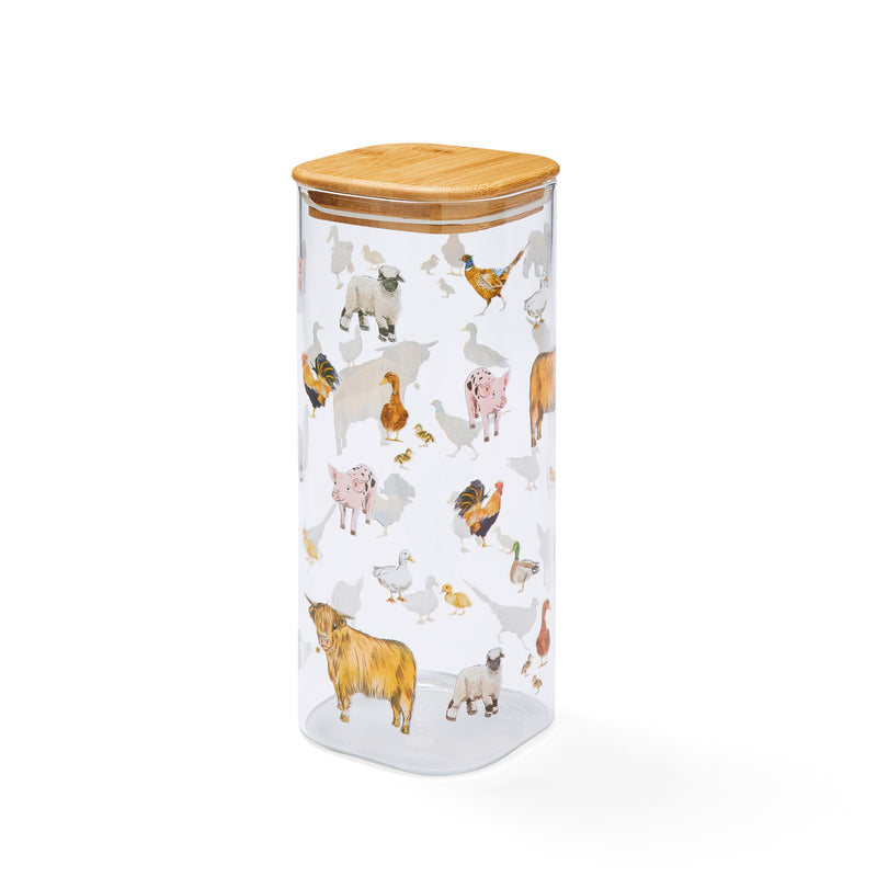 Cooksmart Buttercup Farm 2lt glass jar push bamboo lid