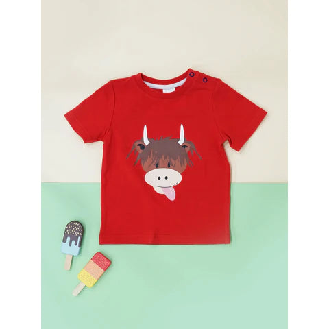 Blade and rose Highland cow tee 3-4