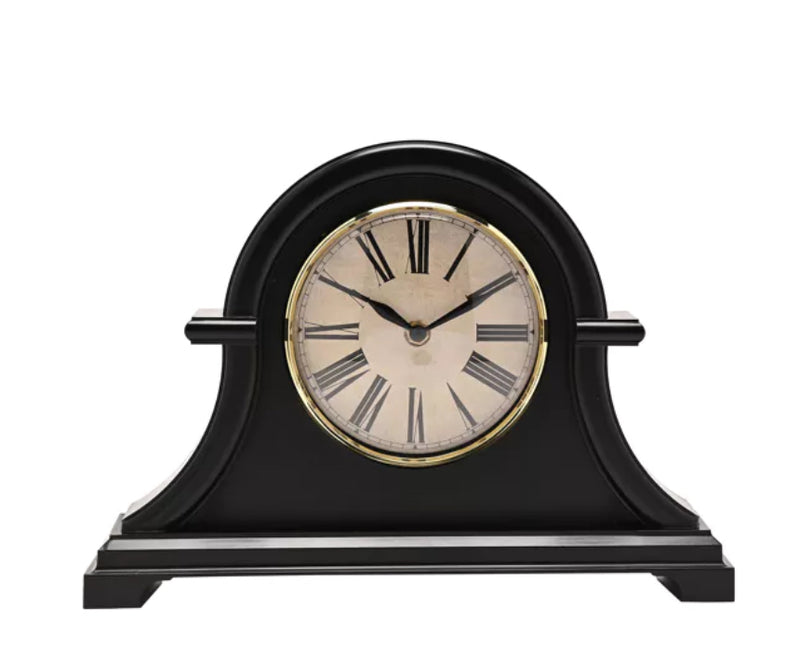 WID Hometime Broken Arch Mantel Clock Black