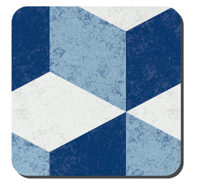 Denby Blue Geometric Square Coaster Set