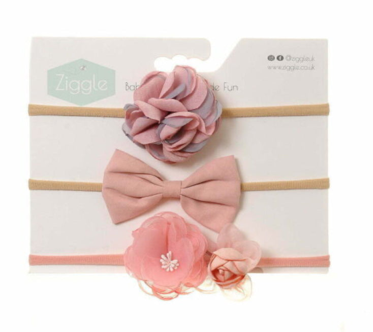 Ziggle Pink Roses Hairbow Set