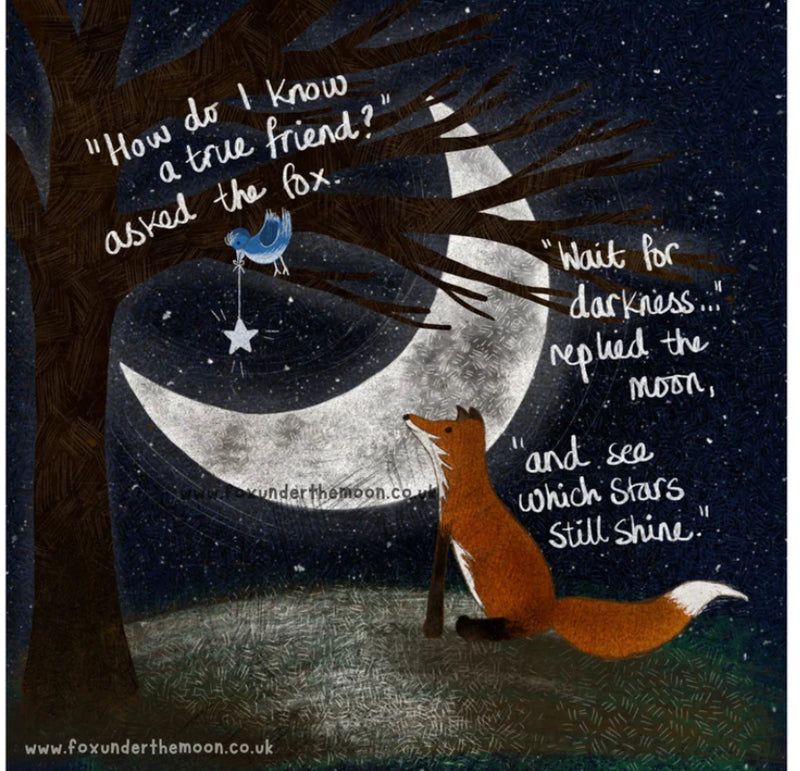Fox Under The Moon A True Friend Card