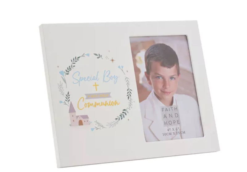 WID Faith & Hope Wreath Frame First Communion Boy 4x6