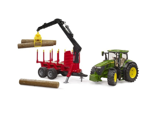 Bruder Roadmax Tractor w/Forestry Trailer & 3 Trunks