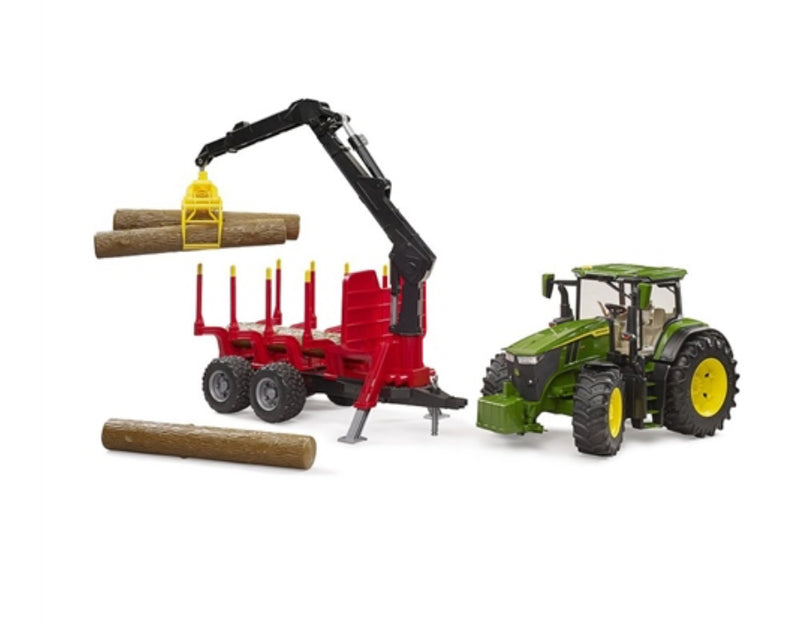 Bruder Roadmax Tractor w/Forestry Trailer & 3 Trunks