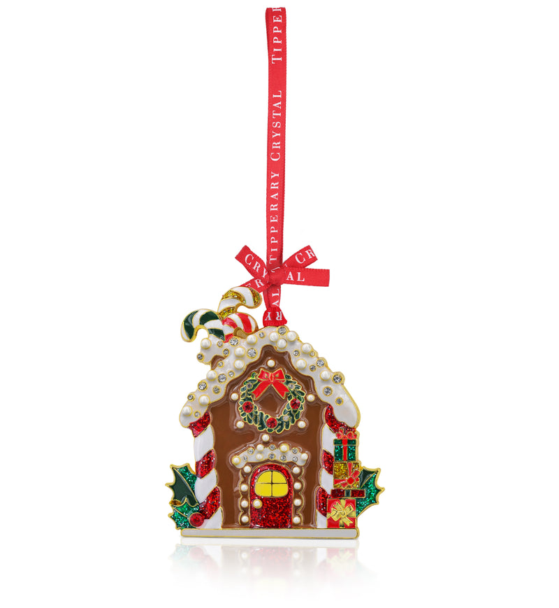 Tipperary Crystal Sparkle Gingerbread House With Wreath Decoration