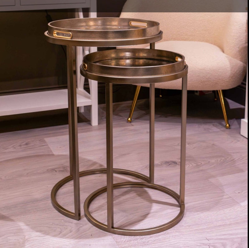 Lyra Set of 2 tray tables champagne